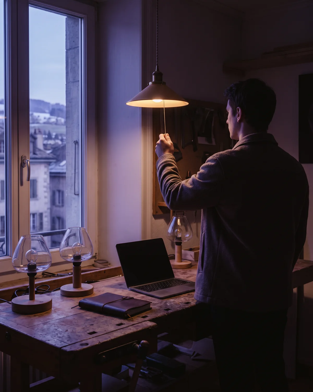Un atelier lumineux à Genève, des mains qui posent une enseigne — le chemin de l'entreprise